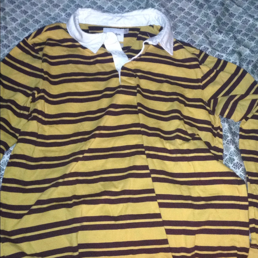 Long sleeved striped collared shirt yellow